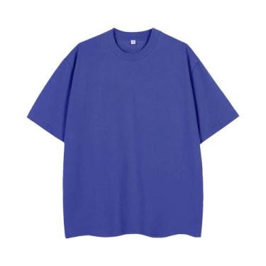 Imagem de Camiseta Masculina Oversized De Verão 260GSM Moda Coreana Manga Curta 