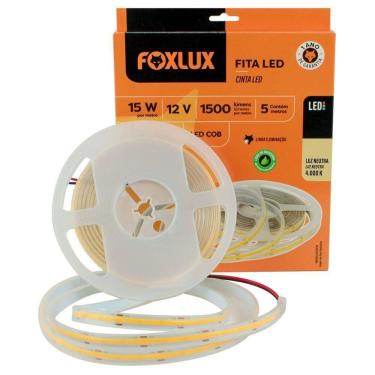 Imagem de Fita Led Foxlux Cob Ip65 15w 4000k 12v 5m