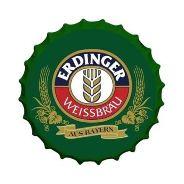 Imagem de Placa Redonda De Metal Vintage Com Tampa De Garrafa De Vinho Ou Cervej