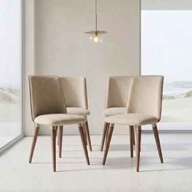 Imagem de Kit 2 Cadeiras de Jantar com Pés em Madeira Maciça Dakota Natural/Champanhe