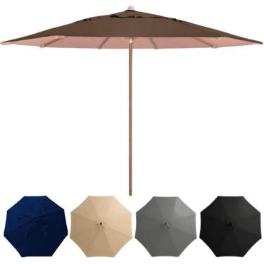 Imagem de Guarda Sol Ombrelone Madeira 3m Com Proteção Uv Para Piscina Jardim Marrom