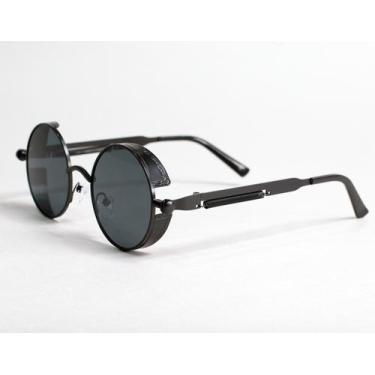 Imagem de Óculos De Sol Steampunk Redondo Metal Uv400 - Ximas, Preto