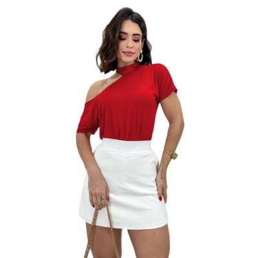 Imagem de Blusinha Social Manga Curta Ombro Vazado Choker Soltinha - SWISS BOUTI