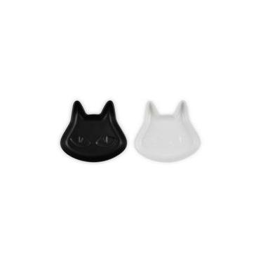 Imagem de CONJUNTO 2 PRATOS LE CREUSET DE GATO EM CERÂMICA BRANCO E PRETO 89401008070009