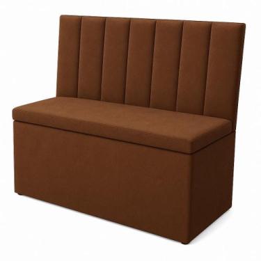 Imagem de Conjunto Canto Alemão Encosto Ripado Suede 90cm - GENKI KENKO, MARROM