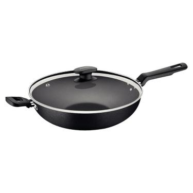 Imagem de Wok Tramontina Loreto Antiaderente Tampa de Vidro 28 cm 3,3 L Grafite