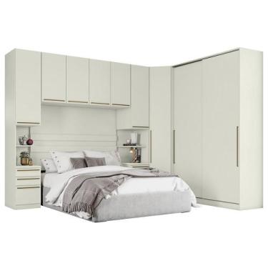 Imagem de Quarto Modulado Casal Seletto 5 Peças 2 Portas Deslizante Areia - Móve