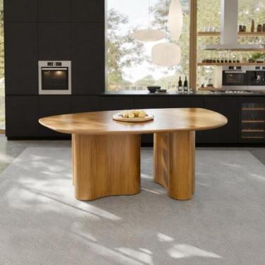 Imagem de Mesa de Jantar Aracaju Com Tampo Organico Design Moderno Cinamomo Linh