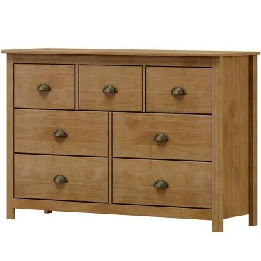 Imagem de Comoda 7 Gavetas Madeira Maciça 125 Cm 9174 Freijo Milani Store