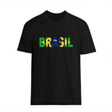 Imagem de Camiseta Casual Bandeira Brasil Manga Curta em Algodão Leve e Confortável Copa do P ao G1-Masculino