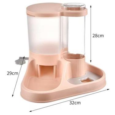 Imagem de Alimentador Duplo Automático Pet água E Ração - Lovely Vibe cor:rosa, 
