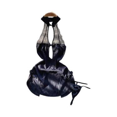 Imagem de Vestido De Lingerie Sexy Feminino Com Decote Em V, Alças Cruzadas, Ren