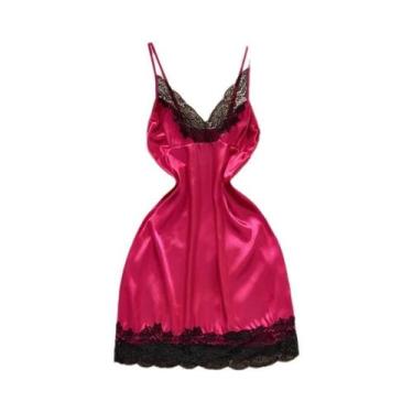 Imagem de Vestido De Lingerie Sexy Feminino Com Decote Em V, Alças Cruzadas, Ren