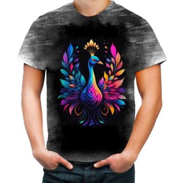 Imagem de Camiseta Desgaste de Pavão Colorido Neon Vetor 12 - Kasubeck Store®, B