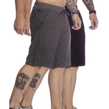 Imagem de Kit Bermuda Masculina Moletinho 2 peças - sem marca, Preto, Grafite, P