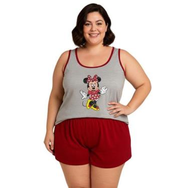 Imagem de Pijama Feminino Plus Size Adulto Personagem Baby Dool Regata Shorts Cu