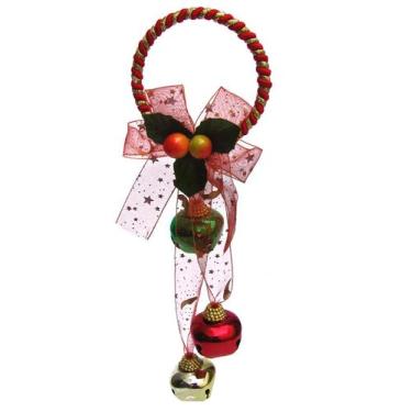 Imagem de Enfeite de Natal Argola Pingente com Guizos 27cm x 8,50cm - Fitas e Fe