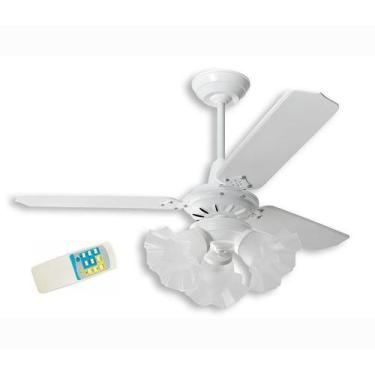 Imagem de Ventilador de Teto com Controle Remoto 3 Lâmpadas Tulipa Loren Sid Bra