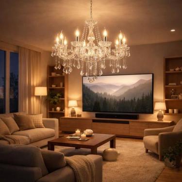 Imagem de Lustre De Cristal Luminária Luxuoso Transparente 12 Braços - LUXOR STO