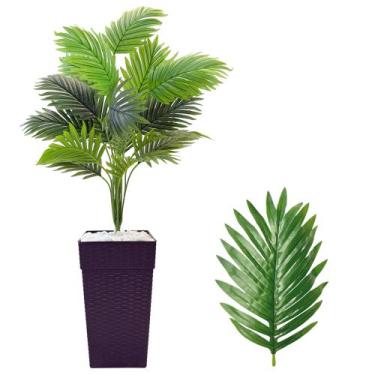Imagem de Planta Palmeira Artificial com Vaso Cores Completo Pedra - Preto - Flo
