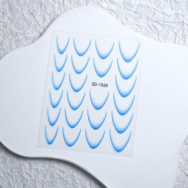 Imagem de Adesivo de Unhas 3D Gradiente Linha Francesa para Decoração Diy com Efeito Moderno Azul...