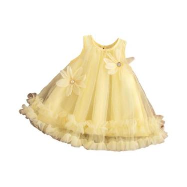 Imagem de Vestido Casual De Verão Para Bebê Menina Com Babados Florais Sem Manga