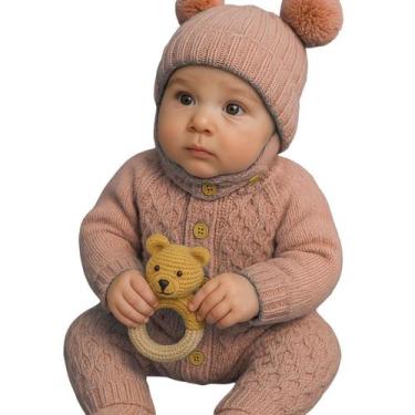Imagem de Macacão Bebê Infantil Crochê Manga Raglan Malha Cabo Reborn - anjo da 
