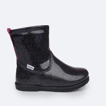 Imagem de Bota Infantil Menina Pampili Rubi Preta Glíter Furtacor, 20