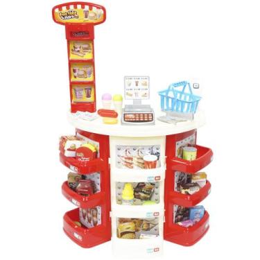 Imagem de Kit Supermercado Infantil Mini Mercadinho Caixa Registradora Cestinha 