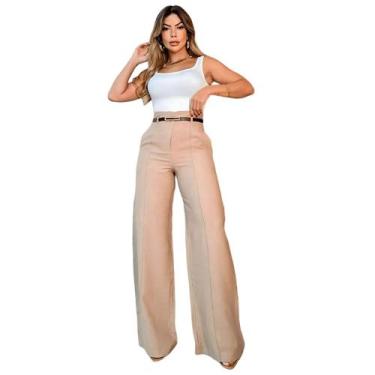 Imagem de Calça Feminina Social Pantalona De Alfaiataria Com Cinto - SARAWI FASH