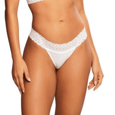 Imagem de Calcinha Fio Dental Viscose Com Renda - 1658 ESTILO, Branco, P