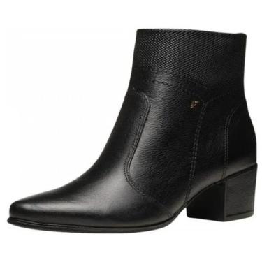 Imagem de Bota Feminina Couro Elegante Confortavel Salto Baixo Pegada, Preto, 37
