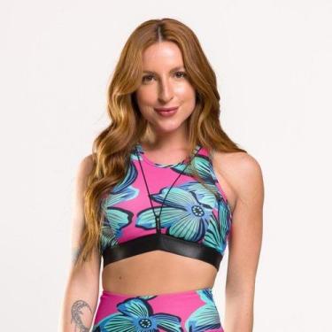 Imagem de Top Print Estampado - MARCHE FITWEAR, M, Arara, Com, Fundo, Rosa