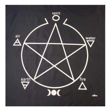 Imagem de Toalha Pentagrama Para Altar, Taro E Jogos 70x70 Cm Preta - Lua Mistic