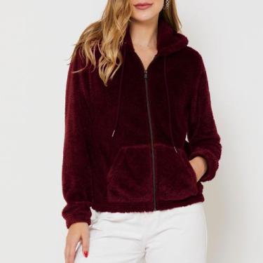 Imagem de Jaqueta Feminina Peluciada Teddy Bomber Com Capuz E Bolso - Labt shop,