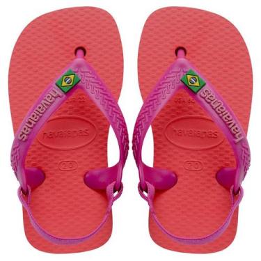 Imagem de Chinelo Havaianas Baby Brasil Logo Infantil com Elástico, 19, Coral