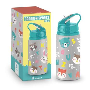 Imagem de Garrafa infantil escolar com canudo sports 350ml - alfabeto - Brasfoot