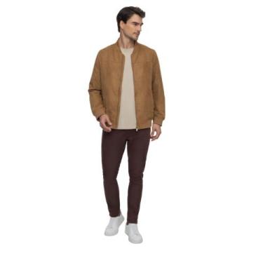Imagem de Jaqueta Masculina Bomber Suede Hangar 33 Com Punho E Zíper, Marrom til