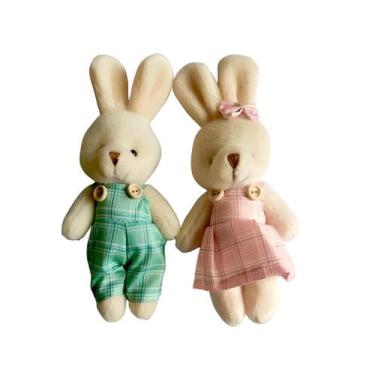 Imagem de Conjunto 2 Coelhos de Pelúcia Decorativo Páscoa Enfeite 15cm - oem, Mo