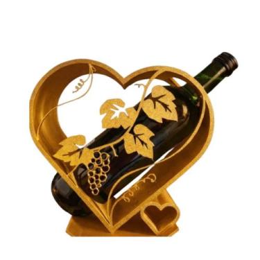 Imagem de Suporte Porta Garrafa de Vinho em Formato de Coração Decoração para Me
