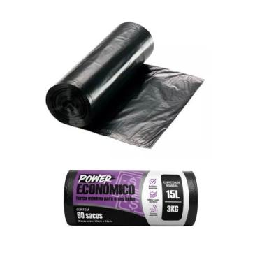 Imagem de Saco De Lixo Preto 15 Litros Econômico - Power, 60 Unidades