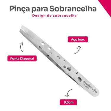 Imagem de Pinça Para Sobrencelha, Aço Inox Diagonal Ponta 3.5 Prata Dilcintia