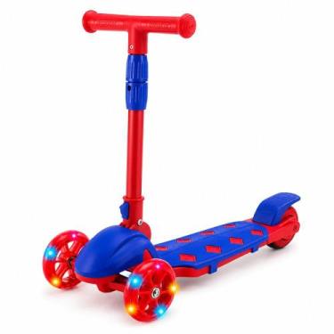 Imagem de Patinete Infantil 3 Rodas PP Azul ou Vermelho com LED para Equilíbrio 