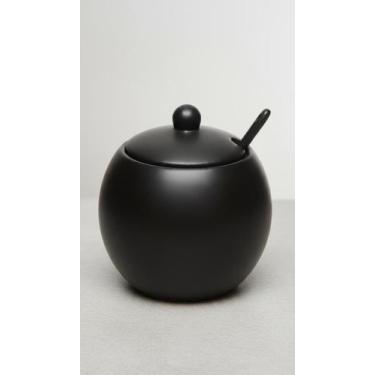 Imagem de Açucareiro de Cerâmica com Colher 350ml Preto - Congratulations Store