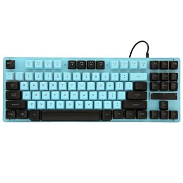 Imagem de Teclado para jogos com fio, ampla compatibilidade de teclado com fio para desktop para notebooks(Azul preto)