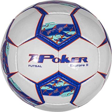 Imagem de Bola de Futsal, Poker, Explore II, Pvc Soft, Branca, Azul e Laranja
