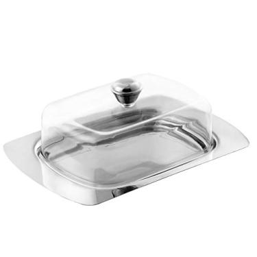 Imagem de Mimo Style Manteigueira Em Aço Inoxidável com Tampa de Acrílico. Armazene Manteiga e Queijo. Garante a Qualidade e Durabilidade de Seus Alimentos. Resistente e Durável, Perfeito Para o Dia a Dia