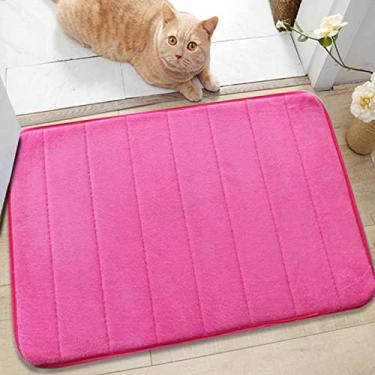 Imagem de Tapetes de banheiro macios de espuma viscoelástica – Tapetes de banheiro absorventes antiderrapantes para pisos de cozinha e banheiro, rosa vermelho-40 x 61 cm
