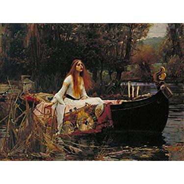 Imagem de Buyartforless Pôster impresso de arte The Lady of Shalott 1888 por John William Waterhouse 16x12 decoração de parede senhora em um barco