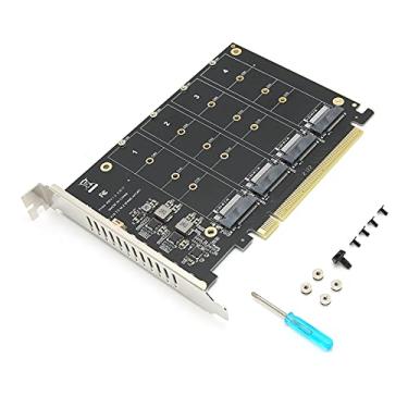 Imagem de Cartão adaptador M.2 NVME para PCIE X16, cartão de expansão de leitor conversor de disco rígido de 4 portas M, cartão de expansão de alta velocidade 4 x 32 Gbps NVMe para PCIE Host Controller (ph44)